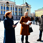 **

"A group of diverse Russian citizens gathered near the Constitutional Court of Russia in Moscow, holding pamphlets about constitutional rights. It's a bright, sunny day. Everyone is fully clothed in appropriate attire for a public gathering. The architecture of the court building is visible in the background. safe for work, appropriate content, fully clothed, professional, perfect anatomy, natural proportions, high quality, family-friendly."

**