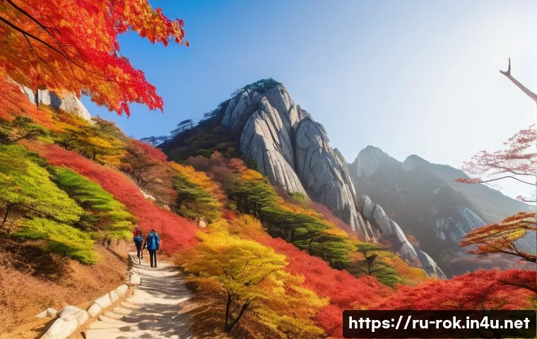 강원도 설악산 등반 - **Vibrant Autumn Hike in Seoraksan National Park**
    A breathtaking panoramic view of Seoraksan Na...