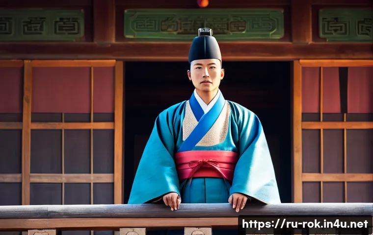 조선 왕조 계보 - A detailed historical scene depicting King Yi Seong-gye (Yi Song-gye) in traditional Korean royal ha...