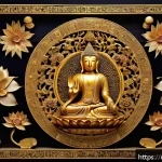 Home 18 백제 금동대향로 발견 - A highly detailed image of an ancient Baekje-era golden Buddhist artifact displayed in a museum sett...